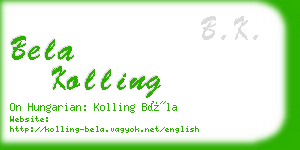 bela kolling business card